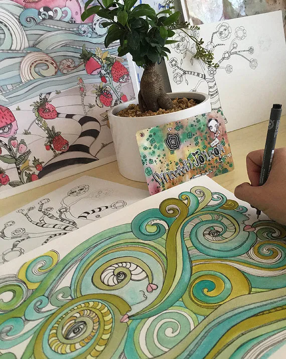 Art Throw Pillow 'Honeydew Ocean'