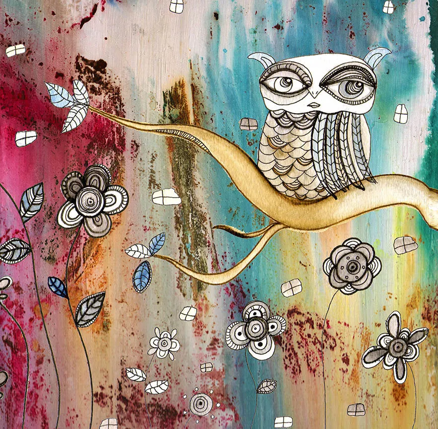 Art Throw Pillow 'Surreal Owl I'