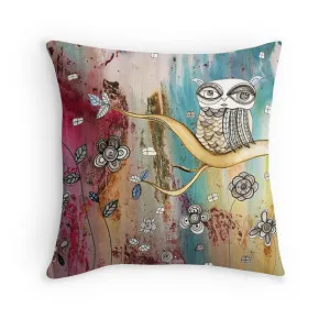 Art Throw Pillow 'Surreal Owl I'
