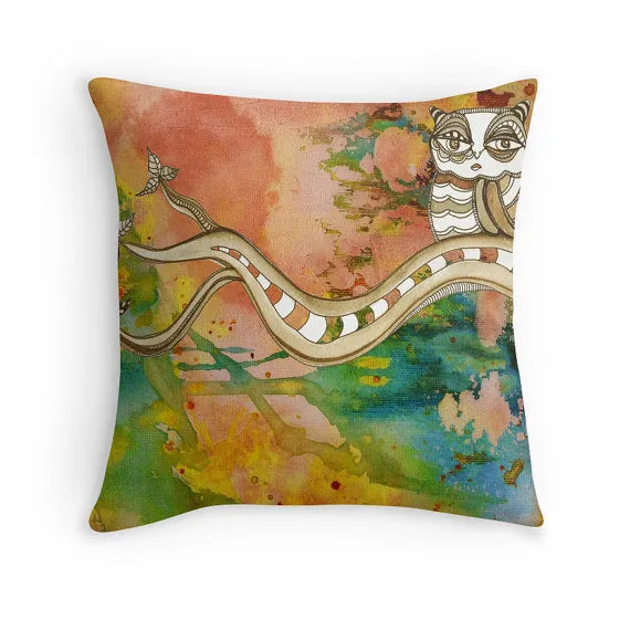 Art Throw Pillow 'Surreal Owl II'
