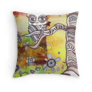 Art Throw Pillow 'Surreal Owl III'