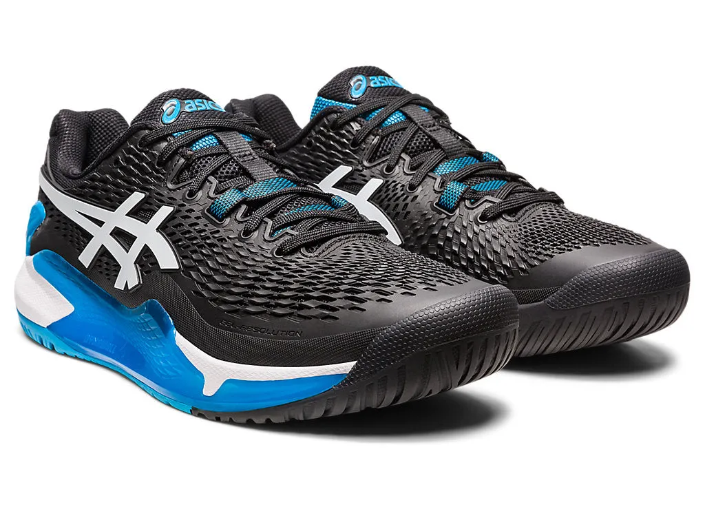 ASICS Gel Resolution 9 Mens Tennis Shoes (Black/White)