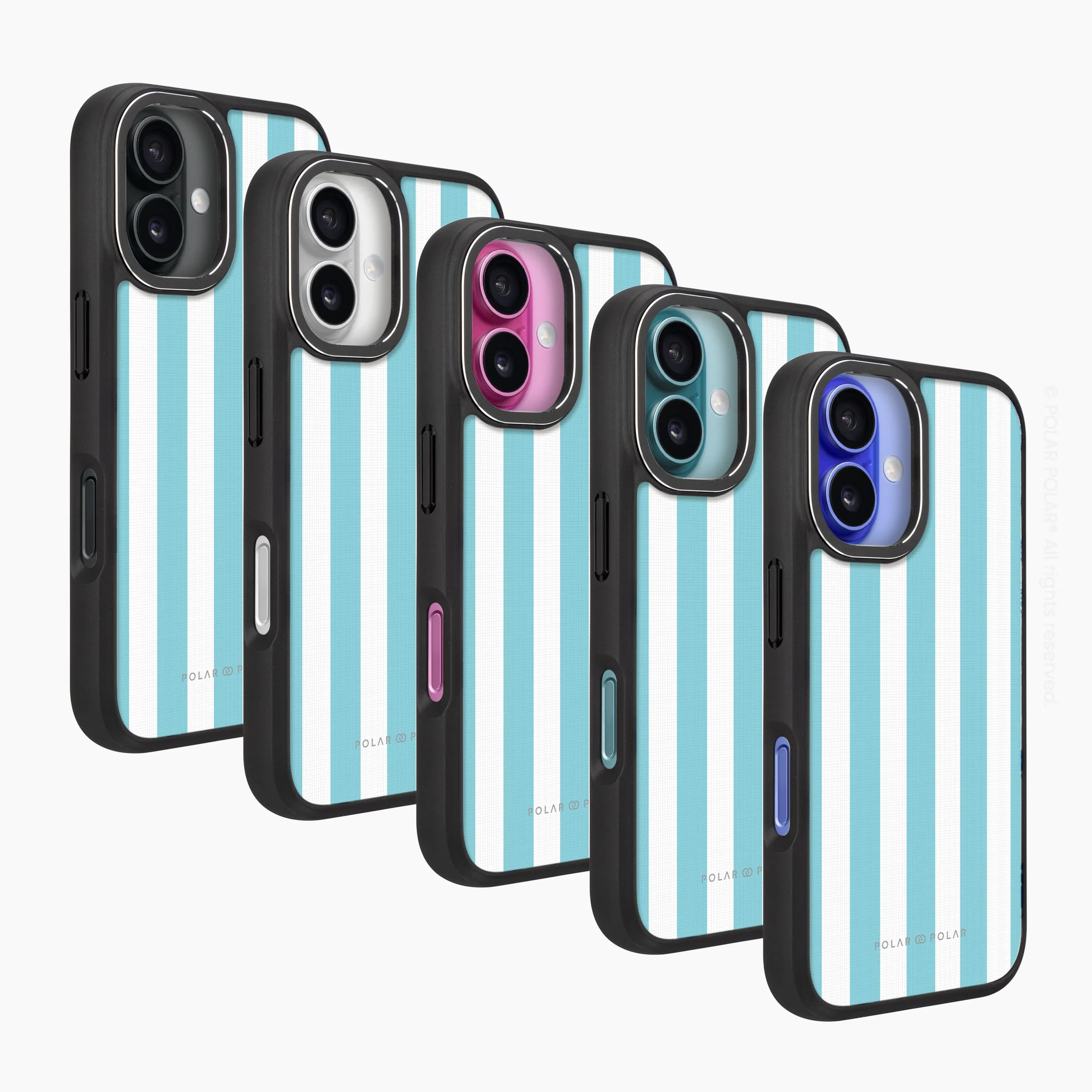 Baby Blue Stripe - iPhone 16 Plus Frosted Black Bumper MagSafe Case