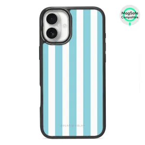 Baby Blue Stripe - iPhone 16 Plus Frosted Black Bumper MagSafe Case