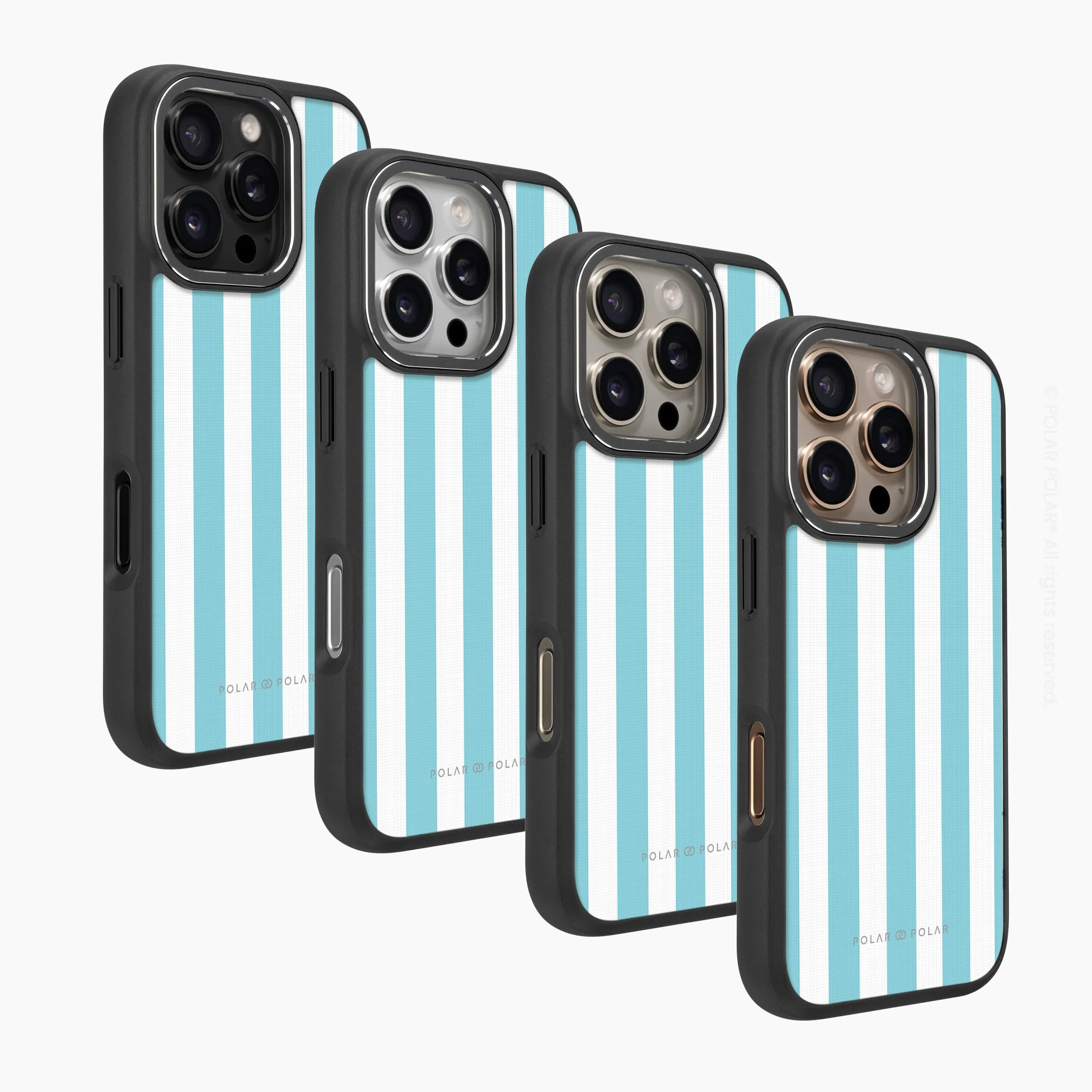 Baby Blue Stripe - iPhone 16 Pro Frosted Black Bumper MagSafe Case