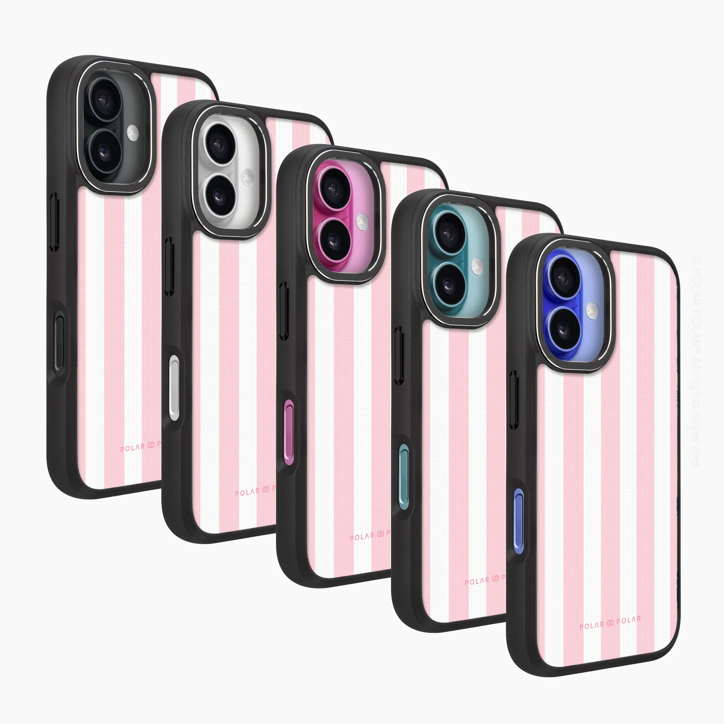 Baby Pink Stripe - iPhone 16 Frosted Black Bumper MagSafe Case