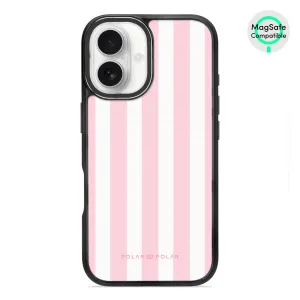Baby Pink Stripe - iPhone 16 Frosted Black Bumper MagSafe Case
