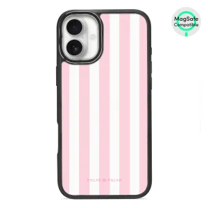 Baby Pink Stripe - iPhone 16 Plus Frosted Black Bumper MagSafe Case