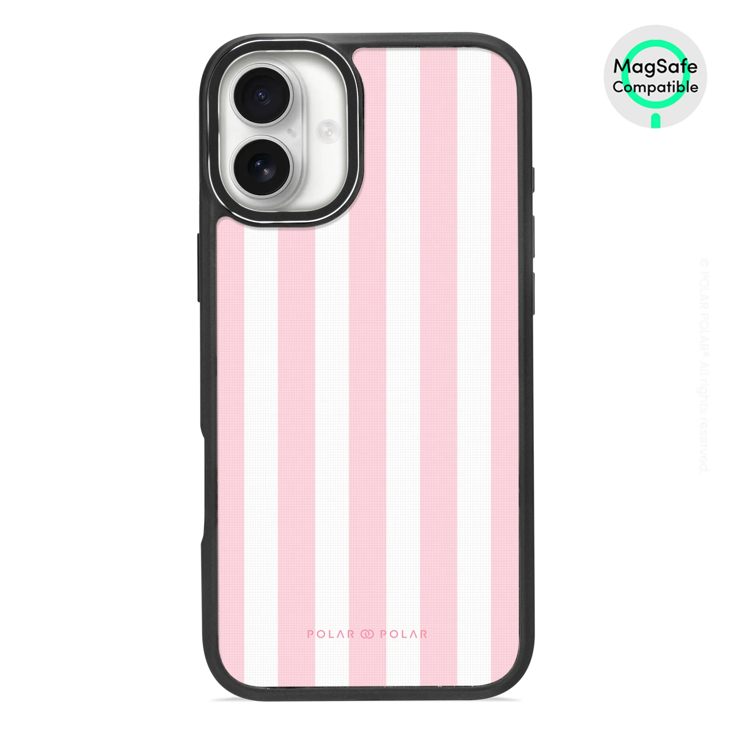 Baby Pink Stripe - iPhone 16 Plus Frosted Black Bumper MagSafe Case
