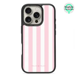 Baby Pink Stripe - iPhone 16 Pro Frosted Black Bumper MagSafe Case