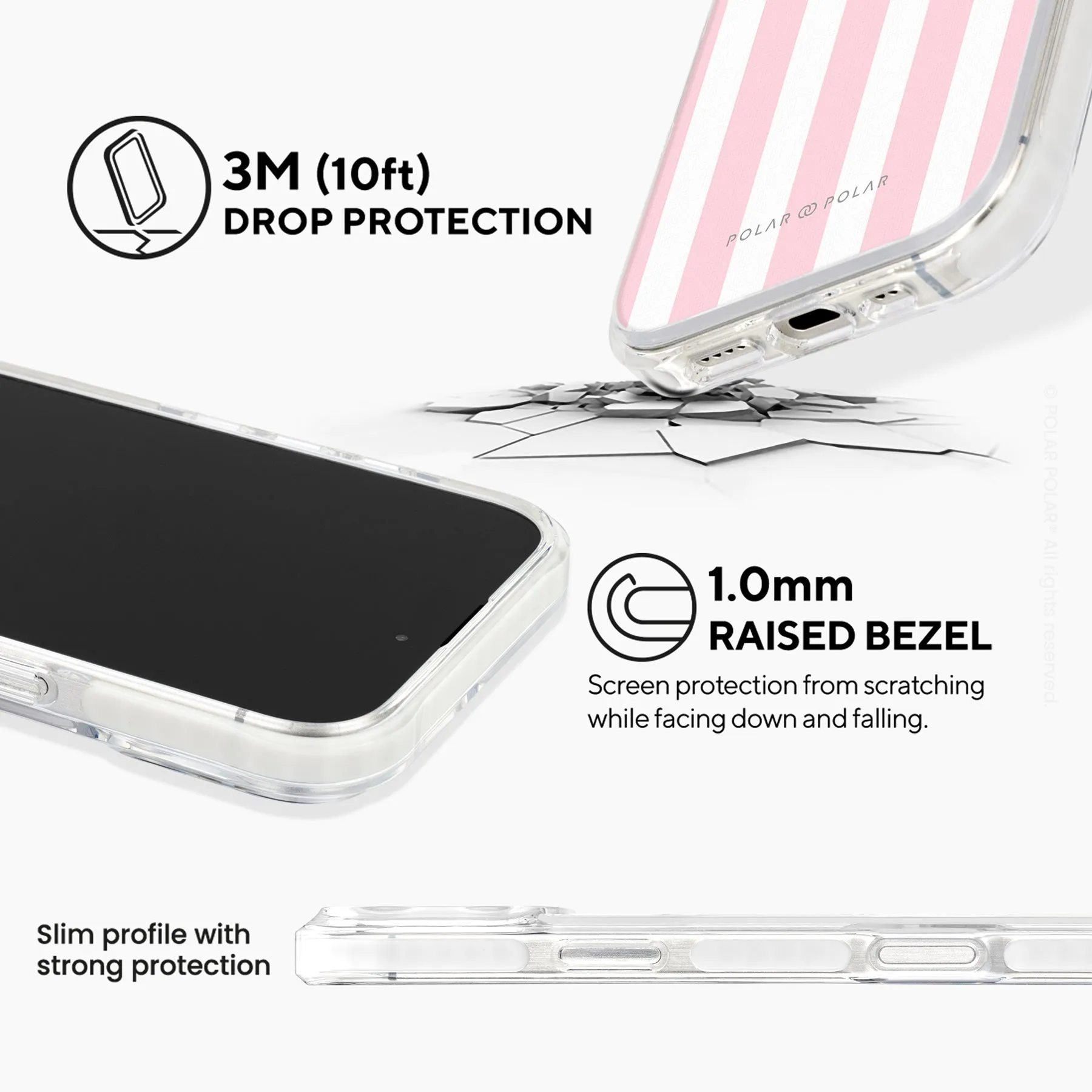 Baby Pink Stripe - iPhone 16 Pro Max Clear Bumper MagSafe Case