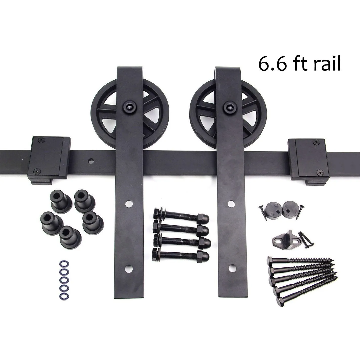 Barn Door Hardware - Big Wheels J Shaped Hangers 6.5 ft Track