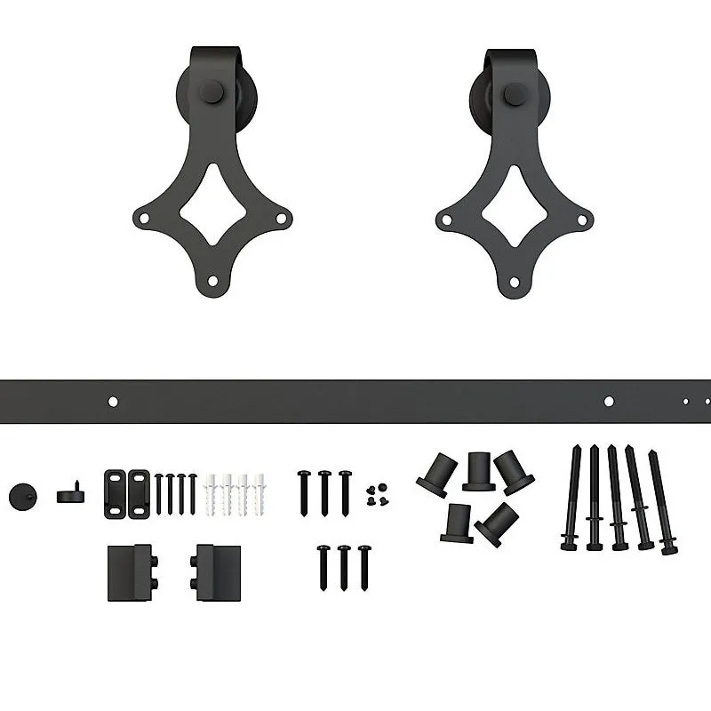 Barn Door Hardware - Diamond Shaped Hangers - 6.5 ft Track