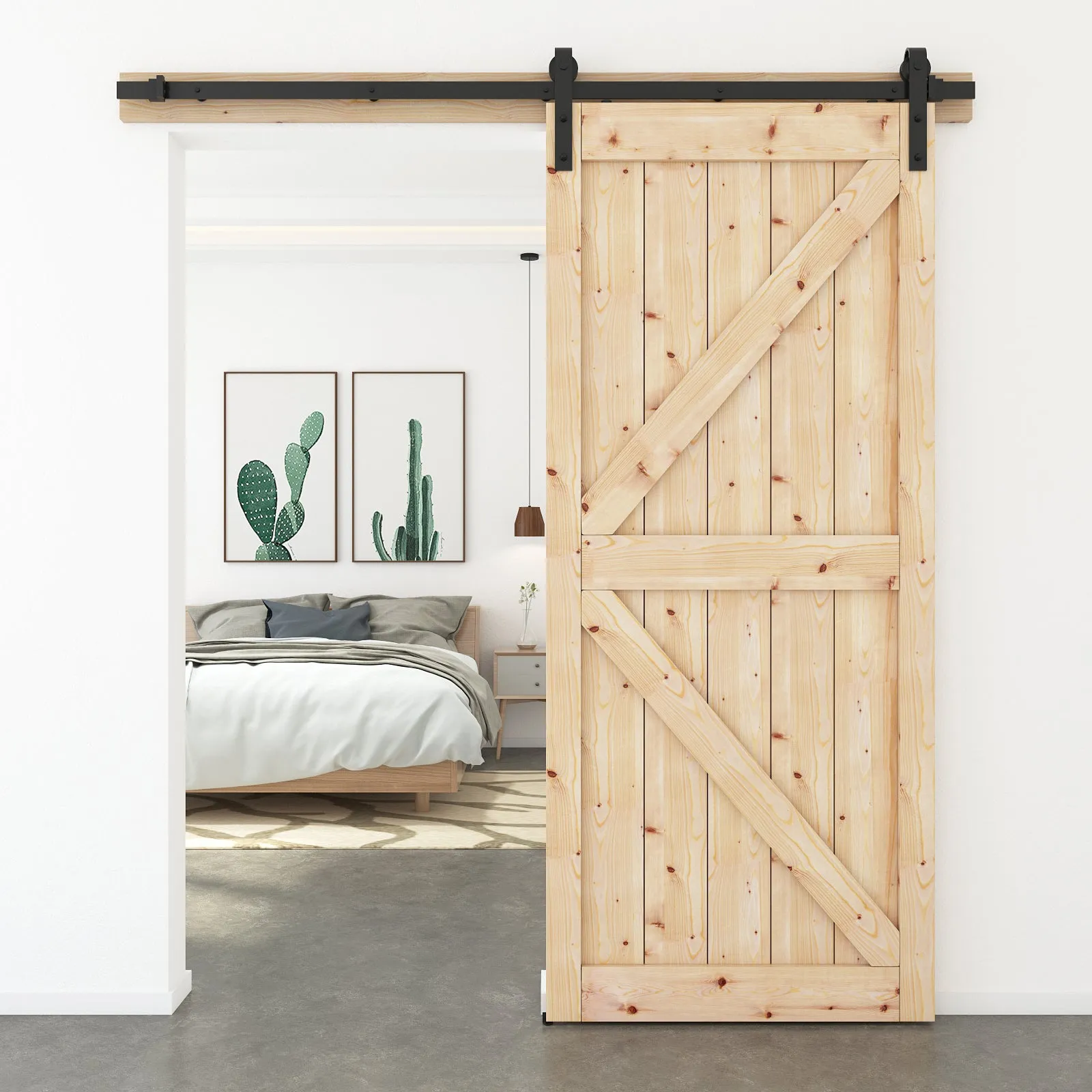 Barn Door Hardware - Small Wheels J Shaped Hangers - 6.5 ft Track