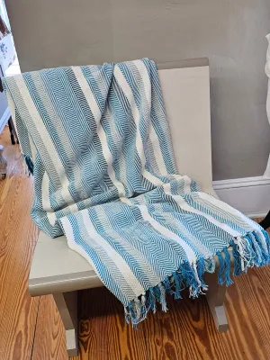 Beautiful Vintage Turquoise Zig Zag Throw
