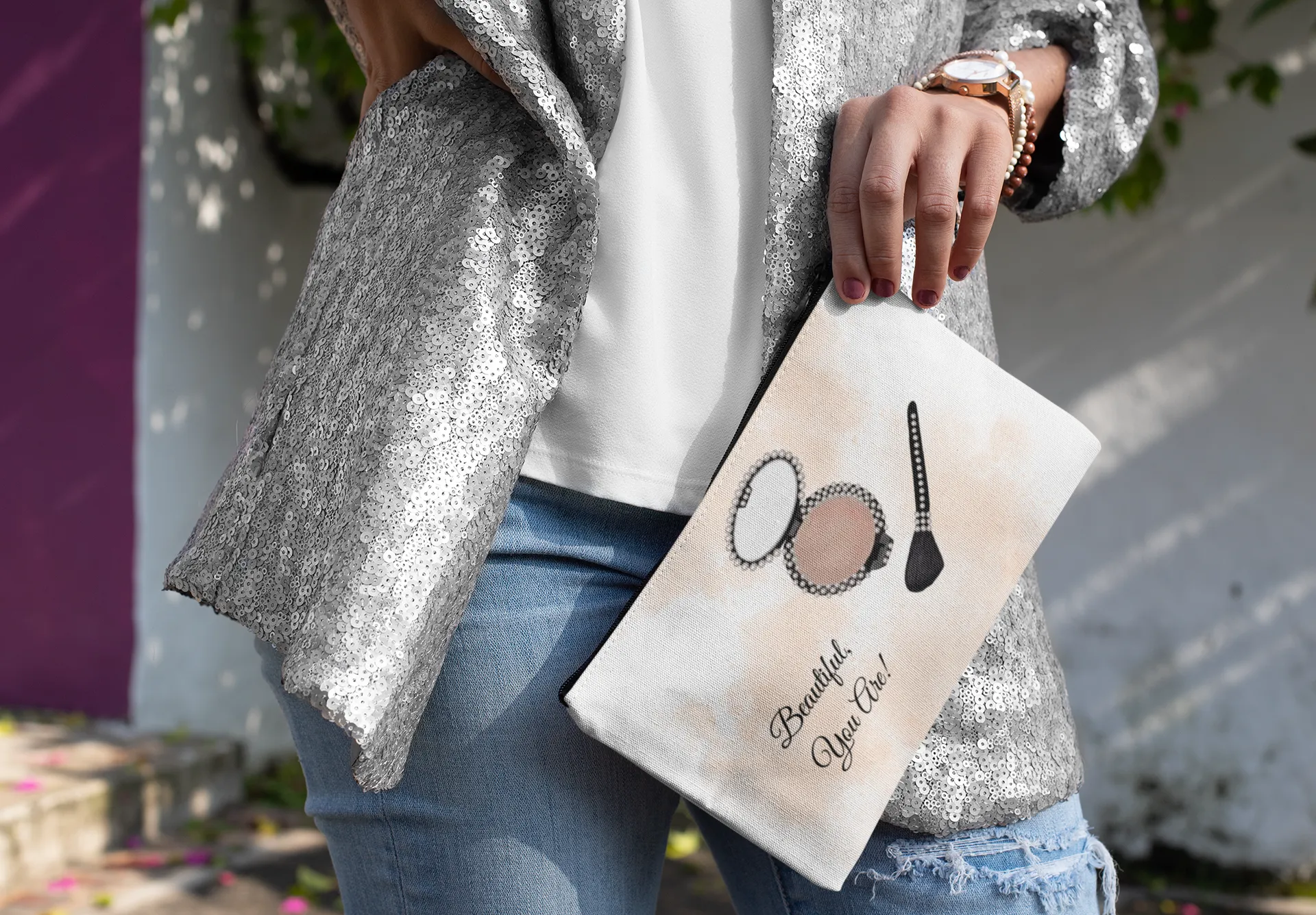 Beautiful, You Are Pouch inspirational quote zipper pouch