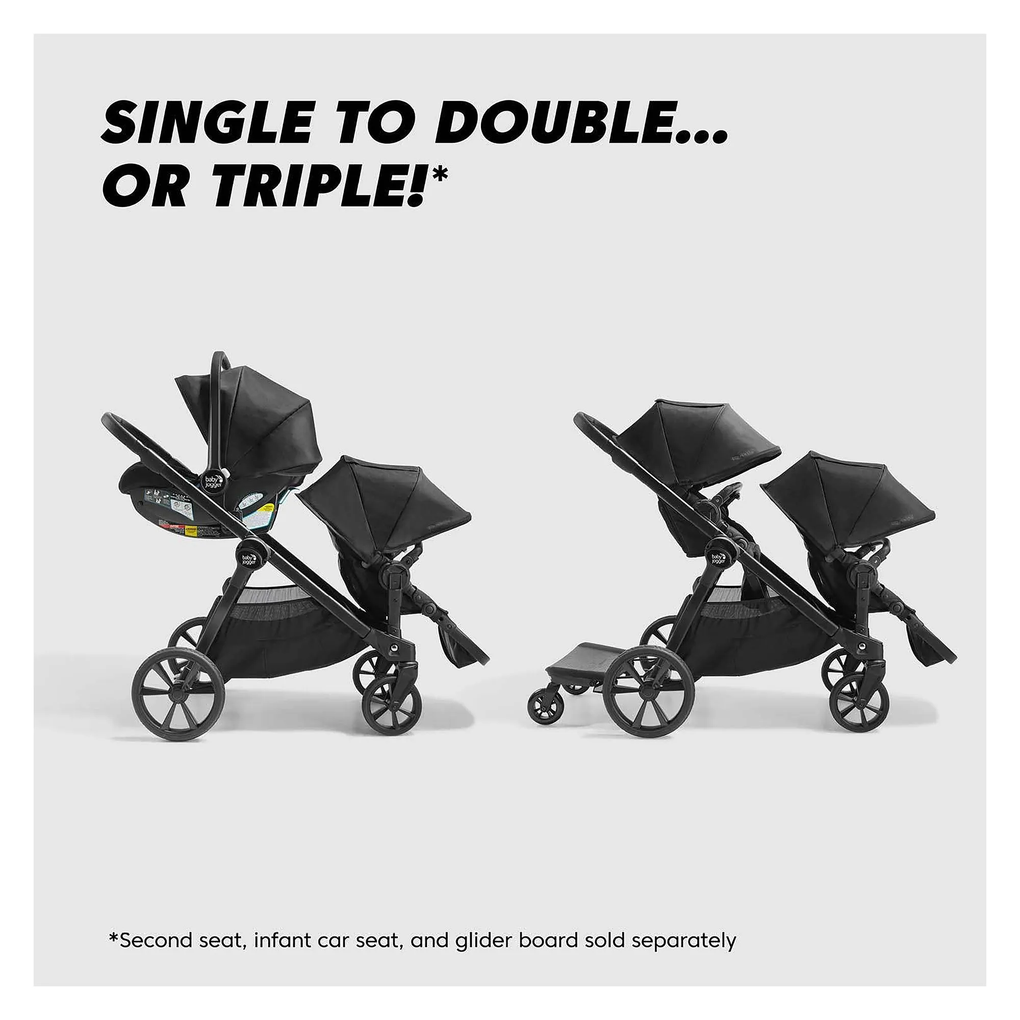 Bebelelo City Select 2 Baby Jogger Modular Stroller for Infant Kids, Lunar Black