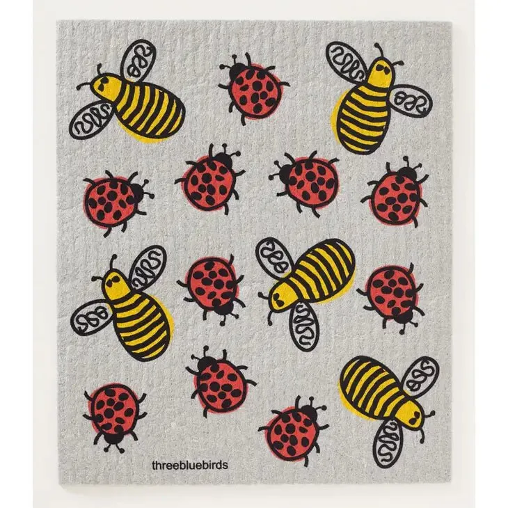 Bees and Bugs Swedish Dishcloth