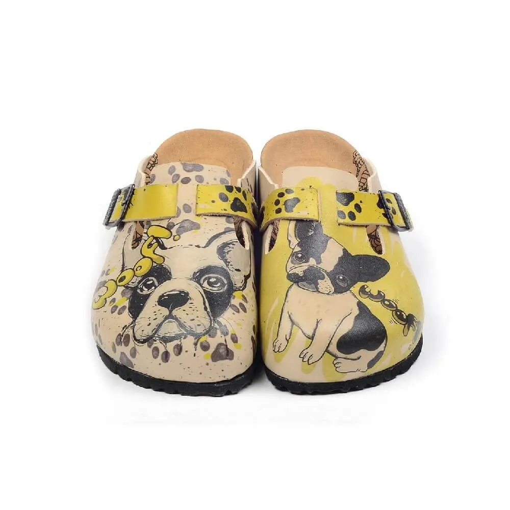 Beige & Yellow Buckle-Accent Puppy 'Woof' Clogs – CAL392