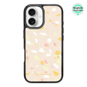 Beige Terrazzo - iPhone 16 Frosted Black Bumper MagSafe Case