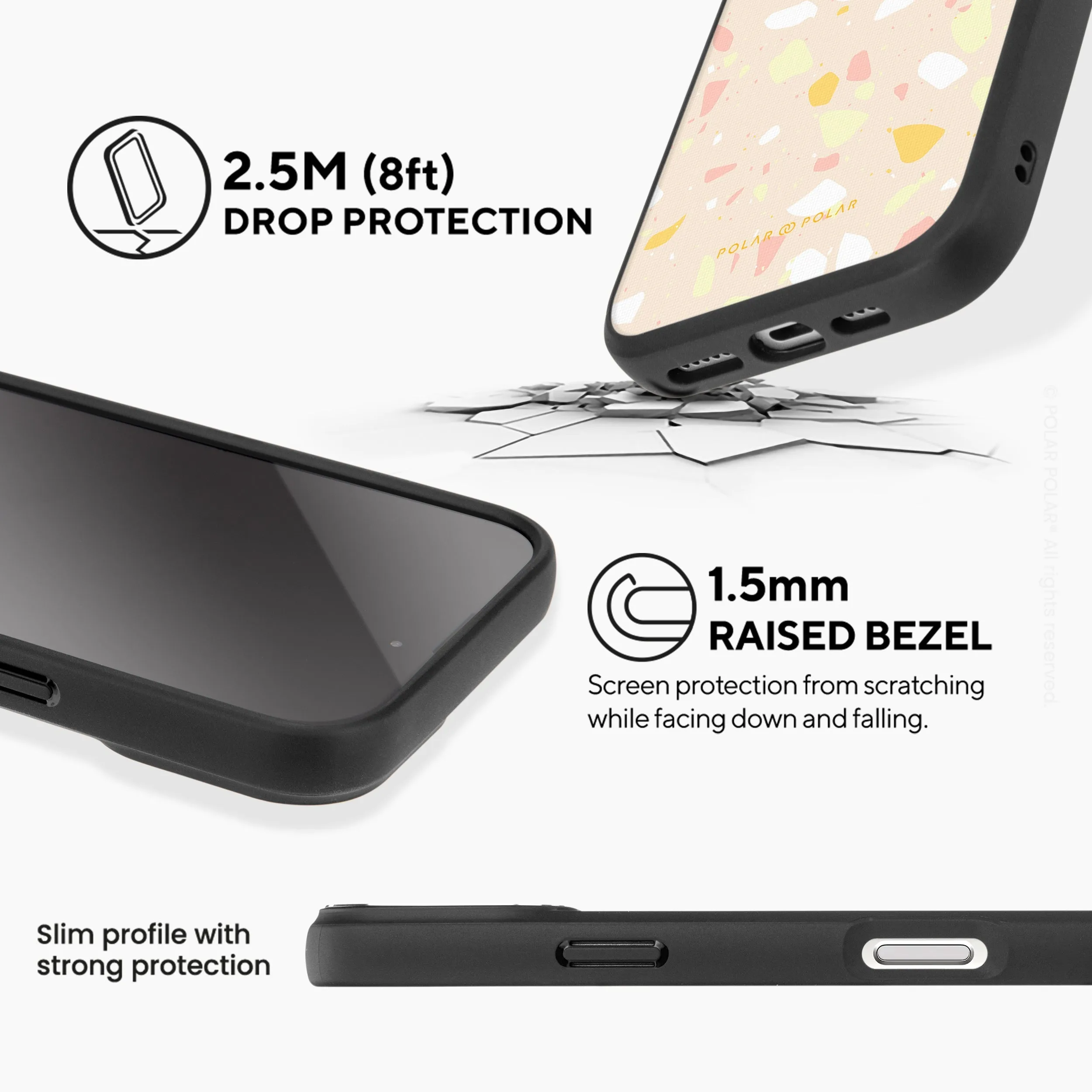 Beige Terrazzo - iPhone 16 Frosted Black Bumper MagSafe Case