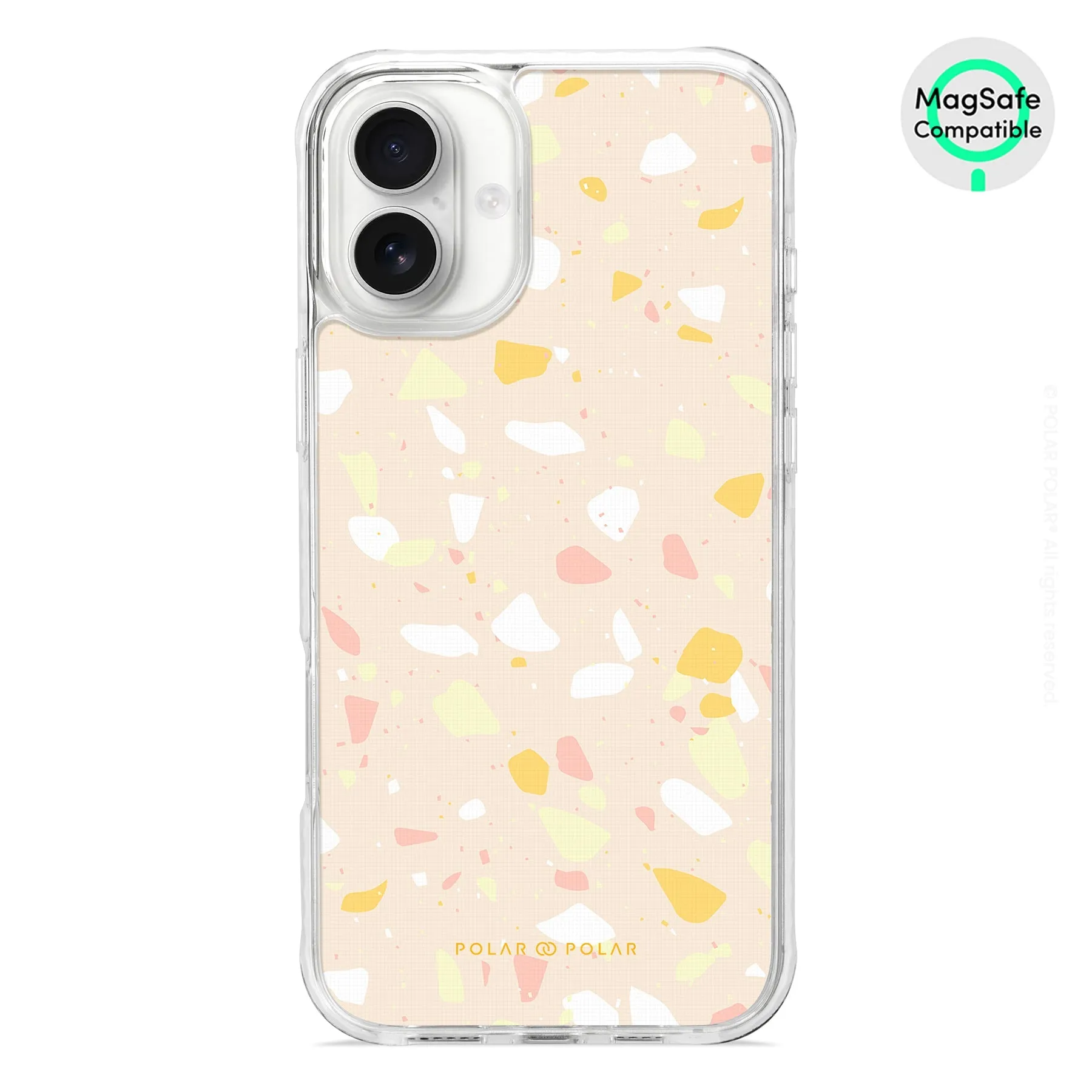 Beige Terrazzo - iPhone 16 Plus Clear Bumper MagSafe Case
