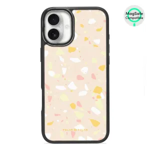 Beige Terrazzo - iPhone 16 Plus Frosted Black Bumper MagSafe Case