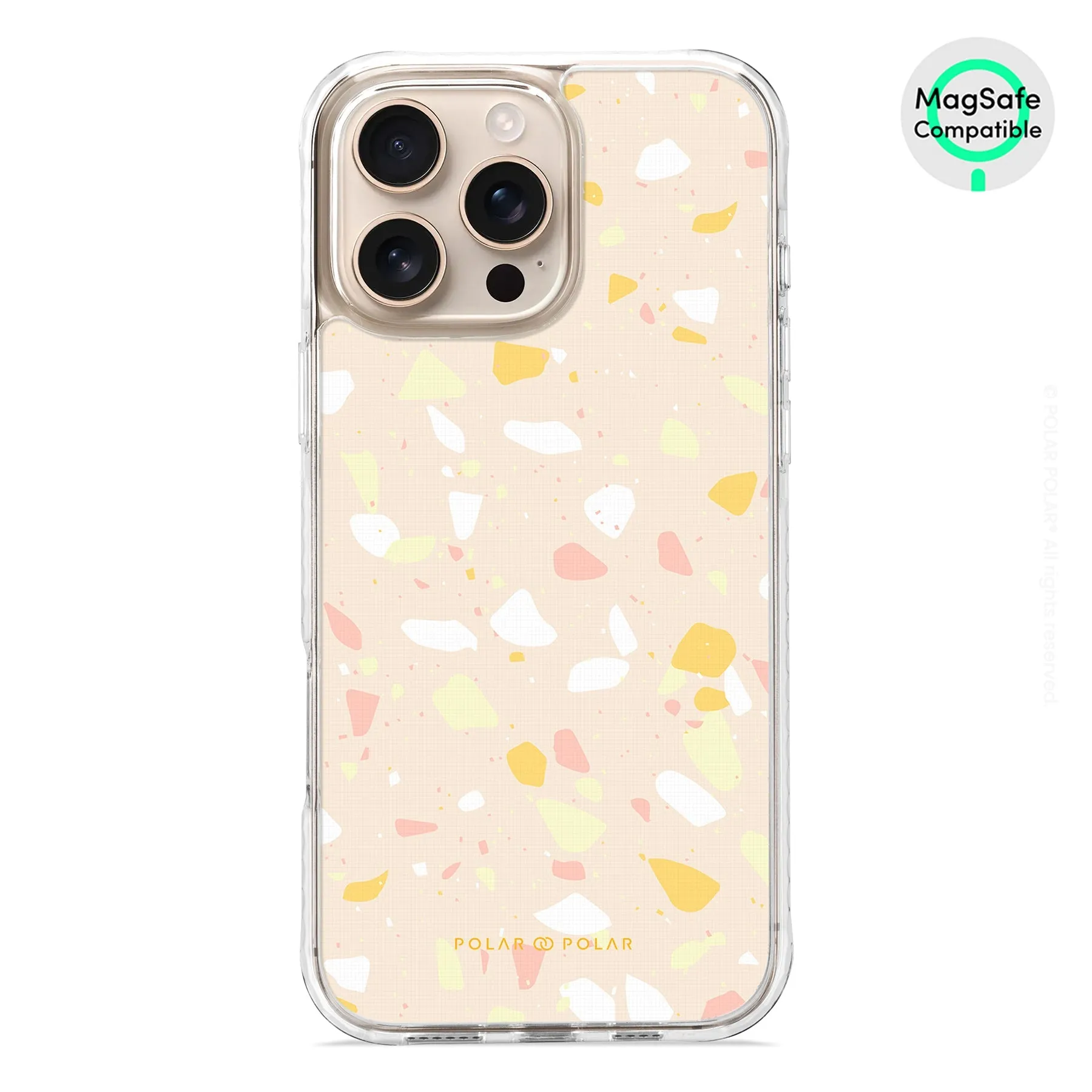 Beige Terrazzo - iPhone 16 Pro Max Clear Bumper MagSafe Case