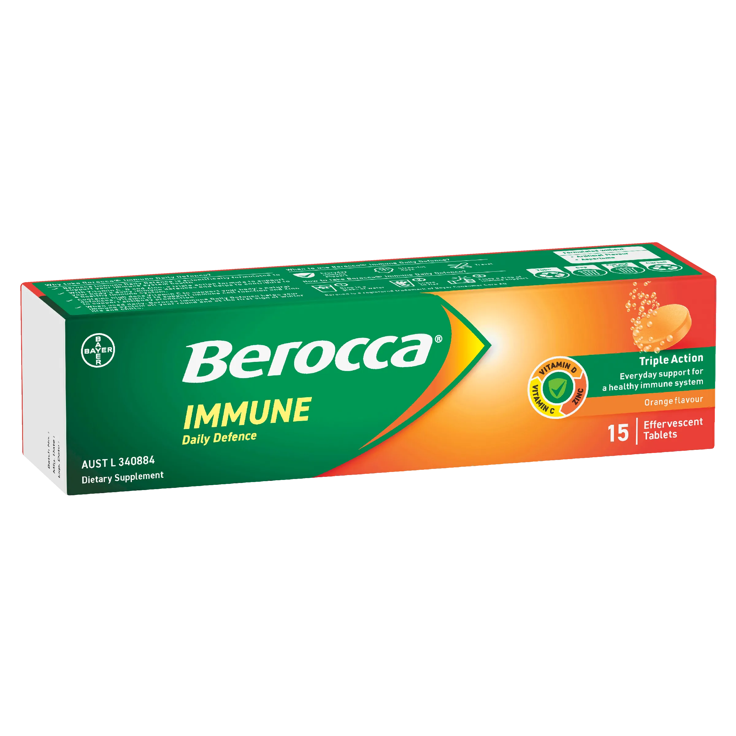Berocca Immune Daily Defence Orange Flavour Effervescent Tablet