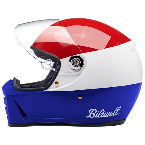 Biltwell - Lane Splitter Gloss Red/White/Blue Helmet