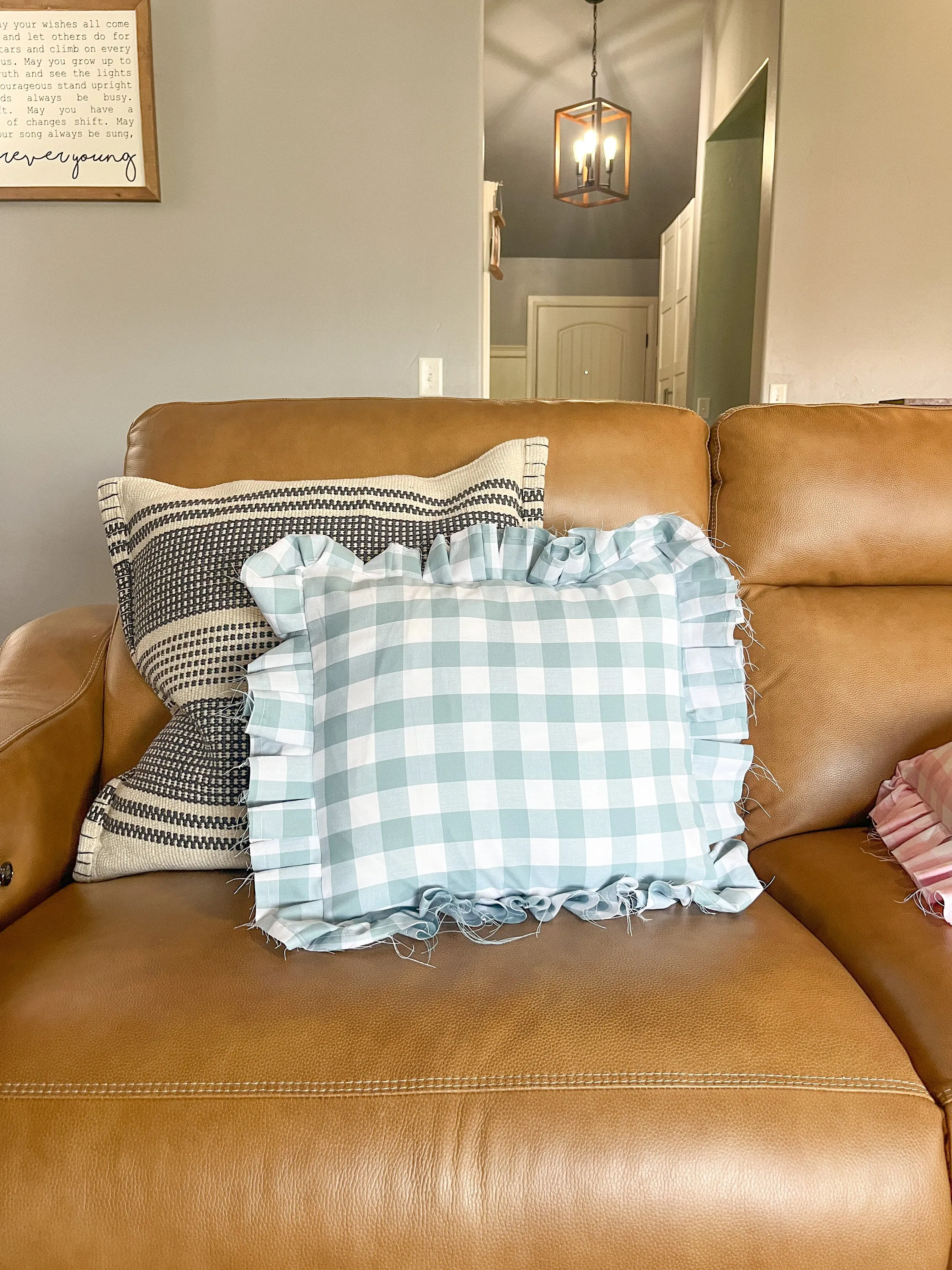 Black and White Buffalo Plaid Pillow, Ruffle Pillow Plus Other Colors, Gingham Pillows for Home