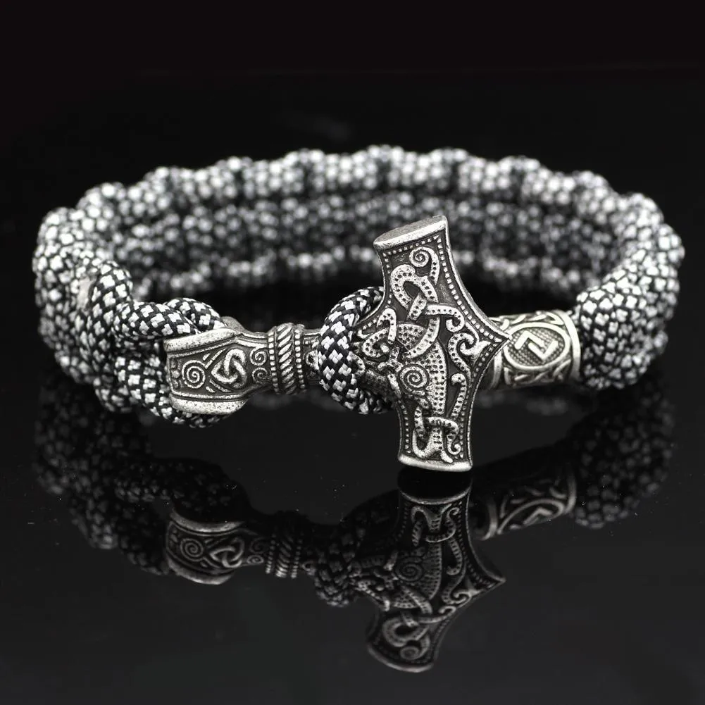 Black And White Mjolnir Paracord Bracelet