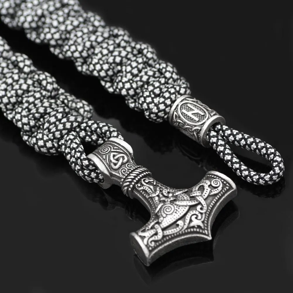 Black And White Mjolnir Paracord Bracelet