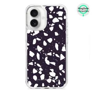 Black Rocky Road Terrazzo - iPhone 16 Clear Bumper MagSafe Case