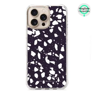 Black Rocky Road Terrazzo - iPhone 16 Pro Max Clear Bumper MagSafe Case
