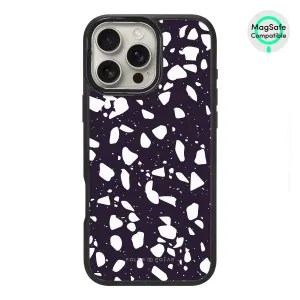 Black Rocky Road Terrazzo - iPhone 16 Pro Max Frosted Black Bumper MagSafe Case