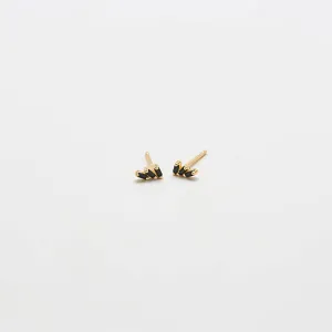 Black Triple Baguette Gold Studs