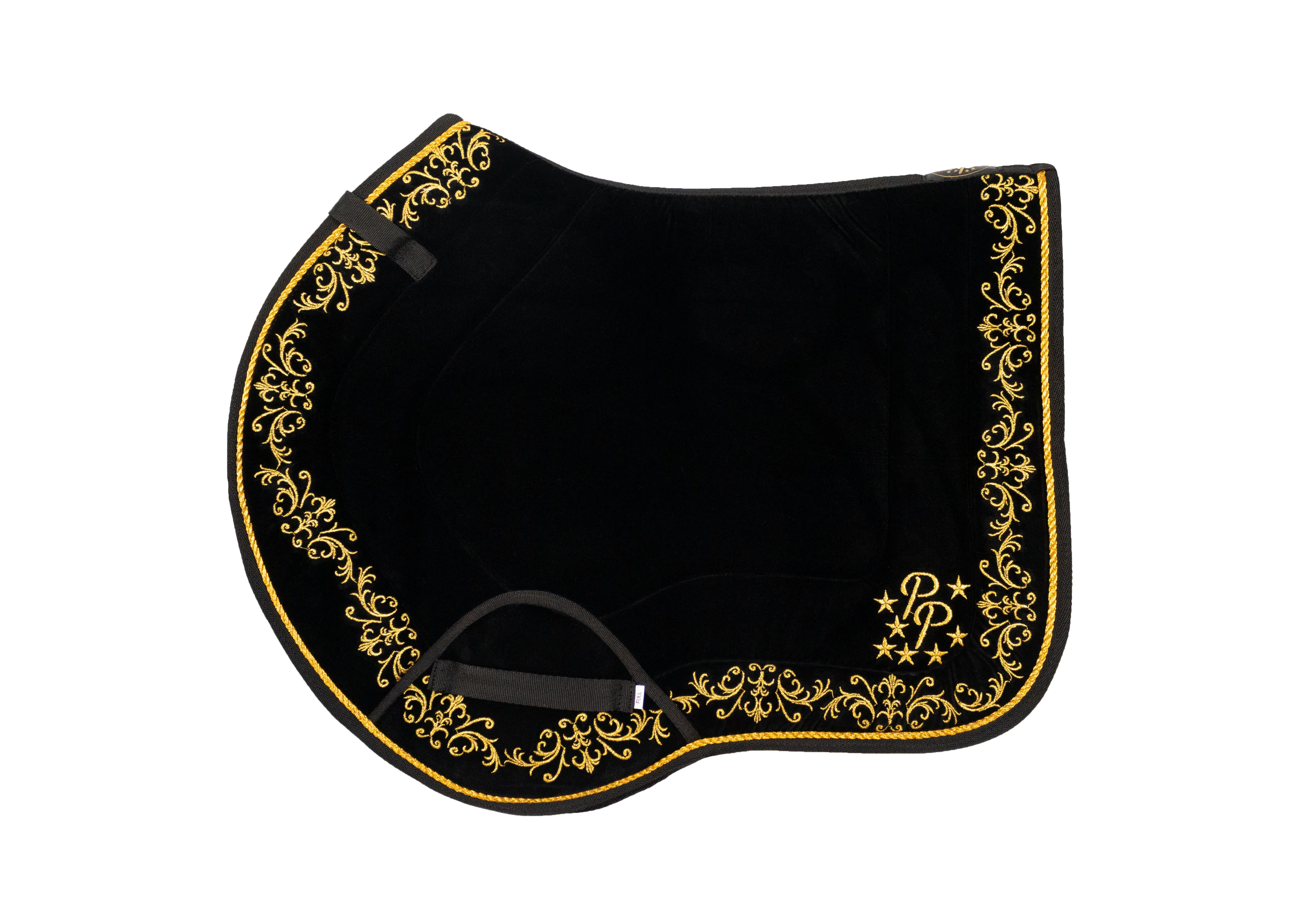 Black Velvet Baroque Saddle Pads - GP, Jump, and Dressage Cuts