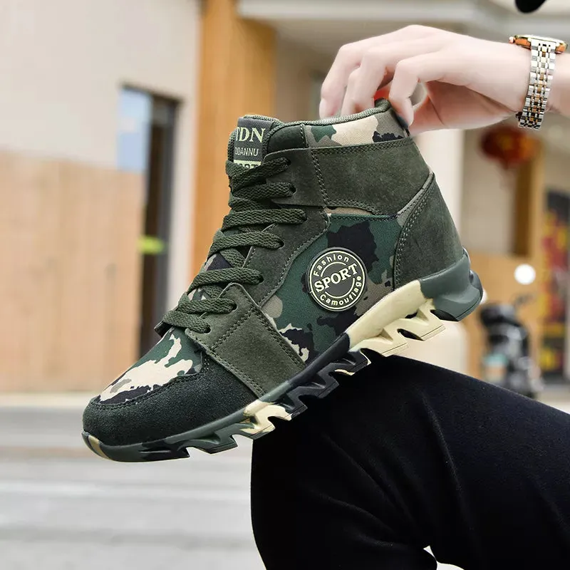 Blend in Style: Camouflage Sports Shoes for Ladies' Breathable and Casual Army Green Work Shoes