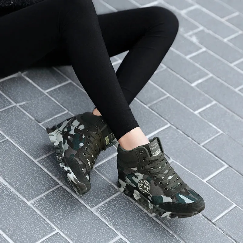 Blend in Style: Camouflage Sports Shoes for Ladies' Breathable and Casual Army Green Work Shoes