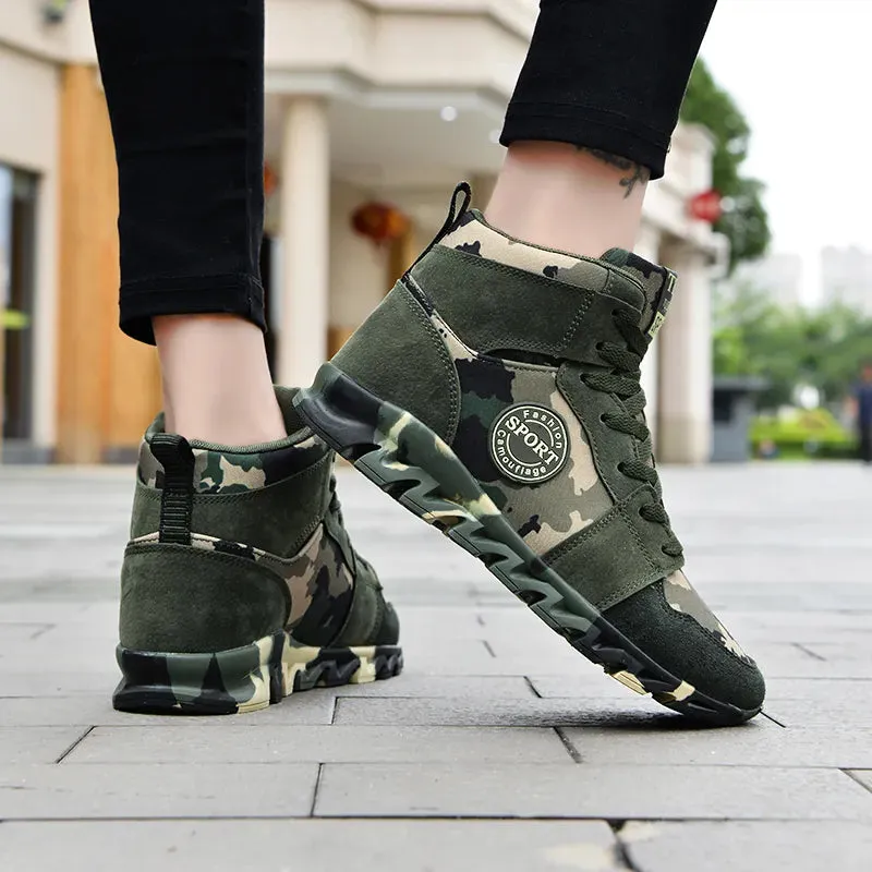 Blend in Style: Camouflage Sports Shoes for Ladies' Breathable and Casual Army Green Work Shoes