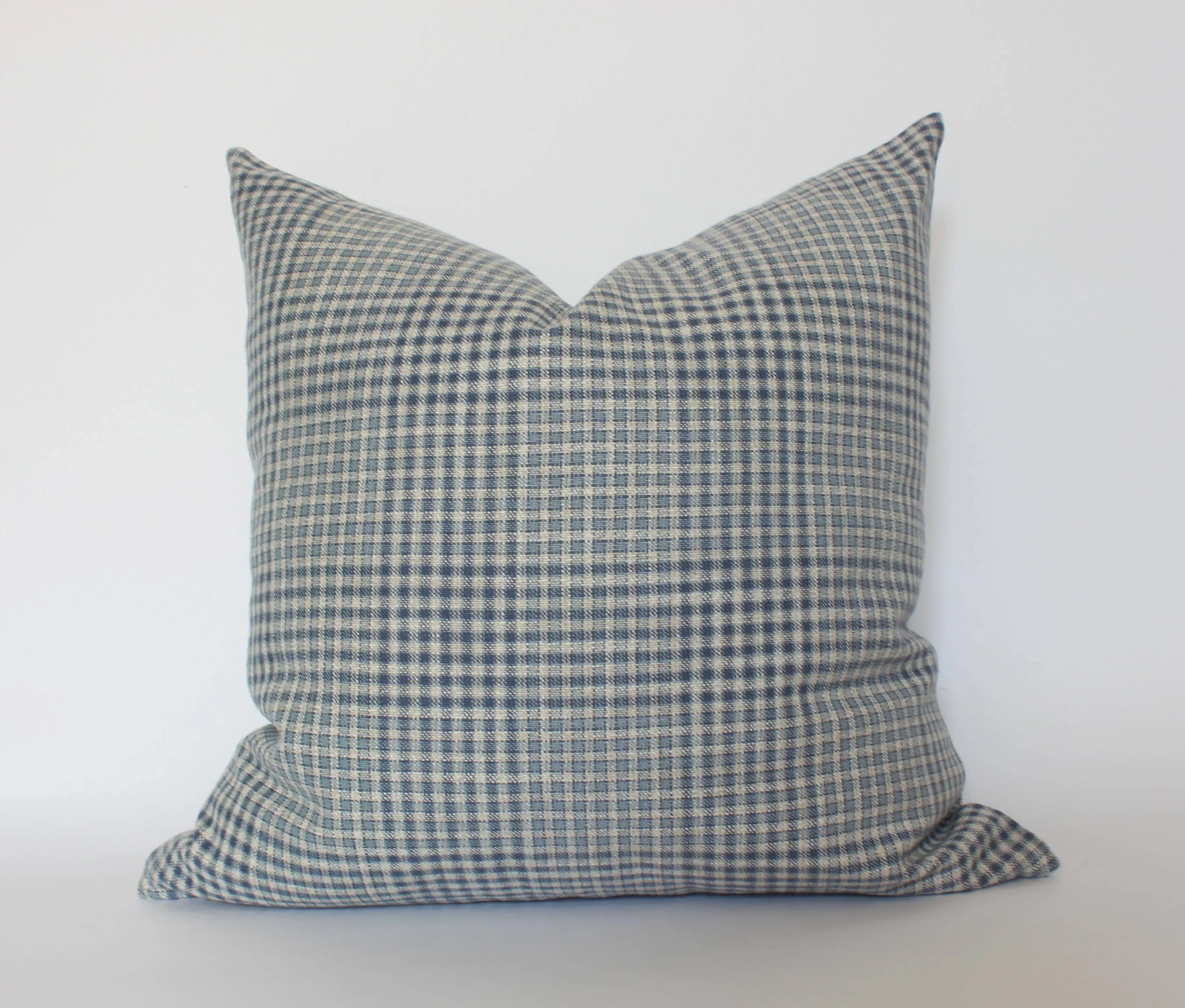 Blue Gingham Pillow Cover, Blue Plaid Throw Pillow | Olin: 22x22