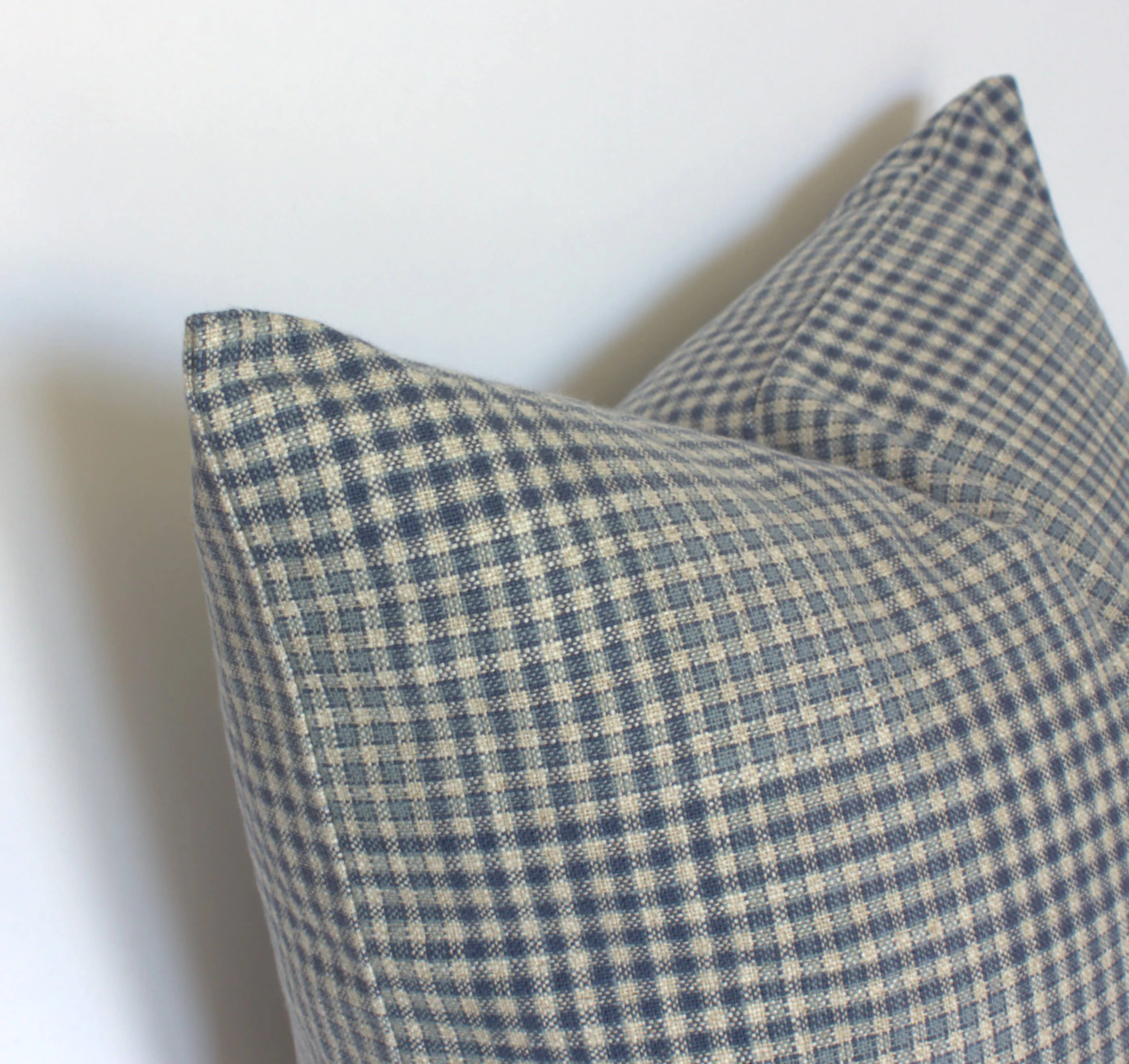 Blue Gingham Pillow Cover, Blue Plaid Throw Pillow | Olin: 22x22