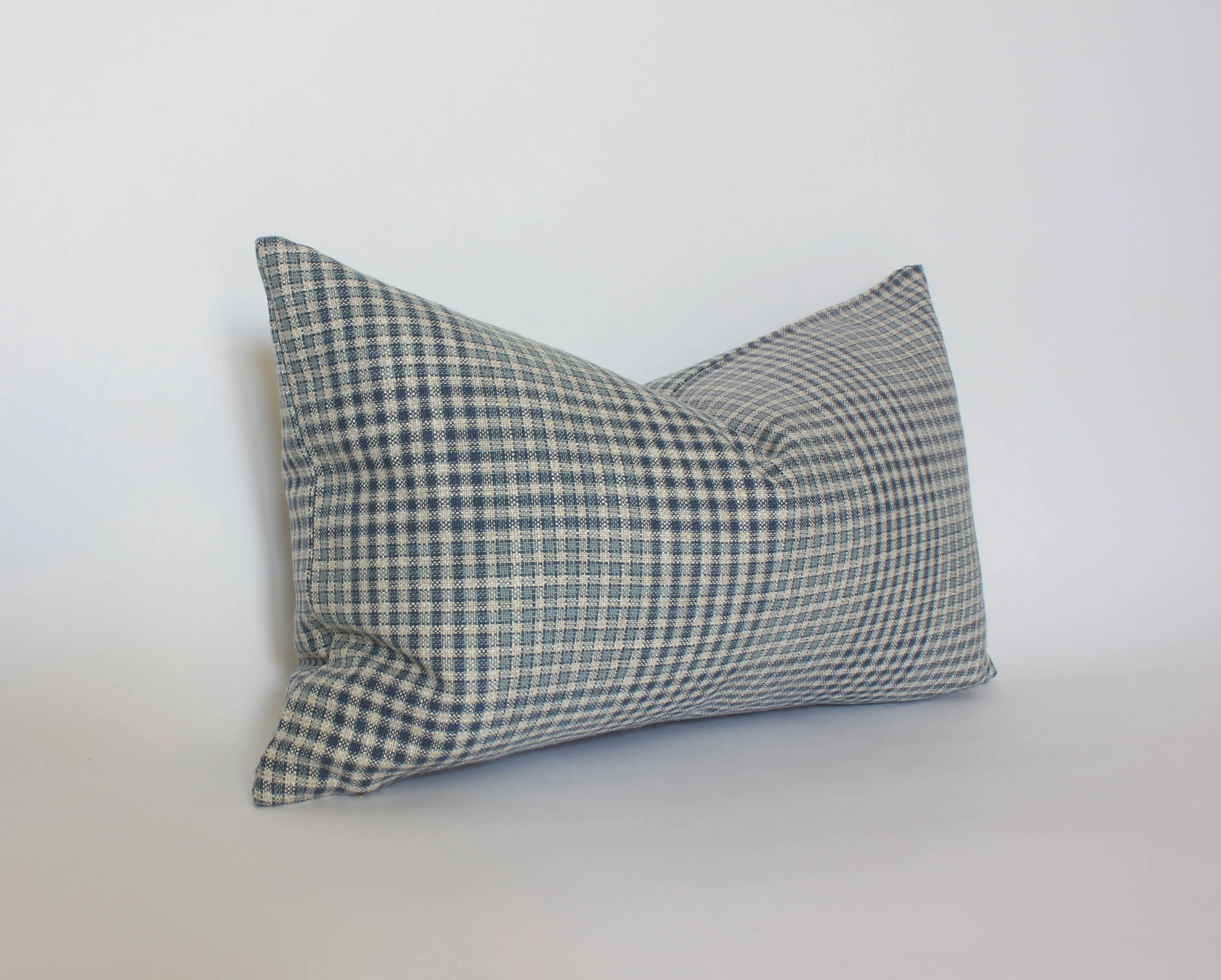 Blue Gingham Pillow Cover, Blue Plaid Throw Pillow | Olin: 22x22
