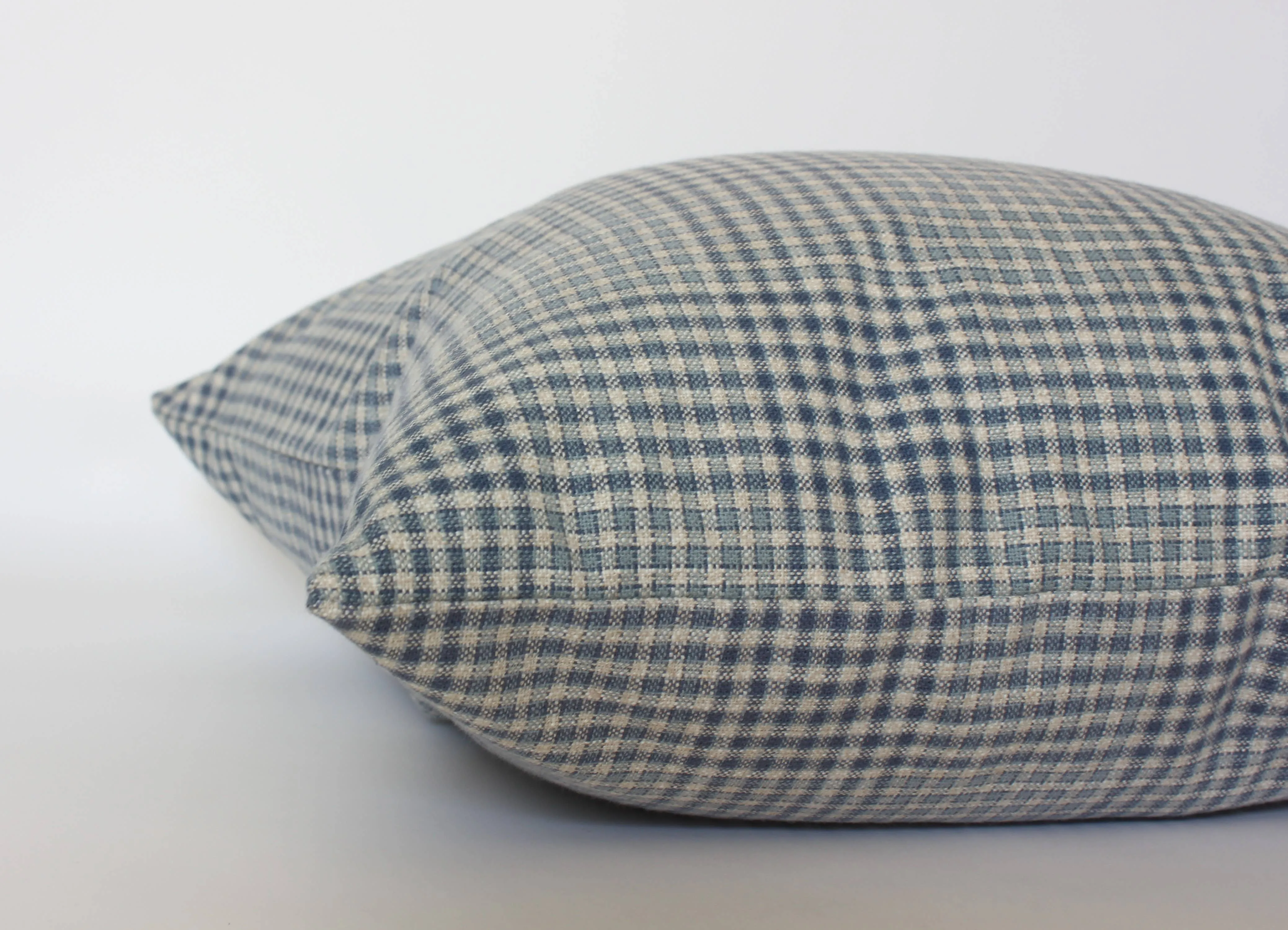 Blue Gingham Pillow Cover, Blue Plaid Throw Pillow | Olin: 22x22