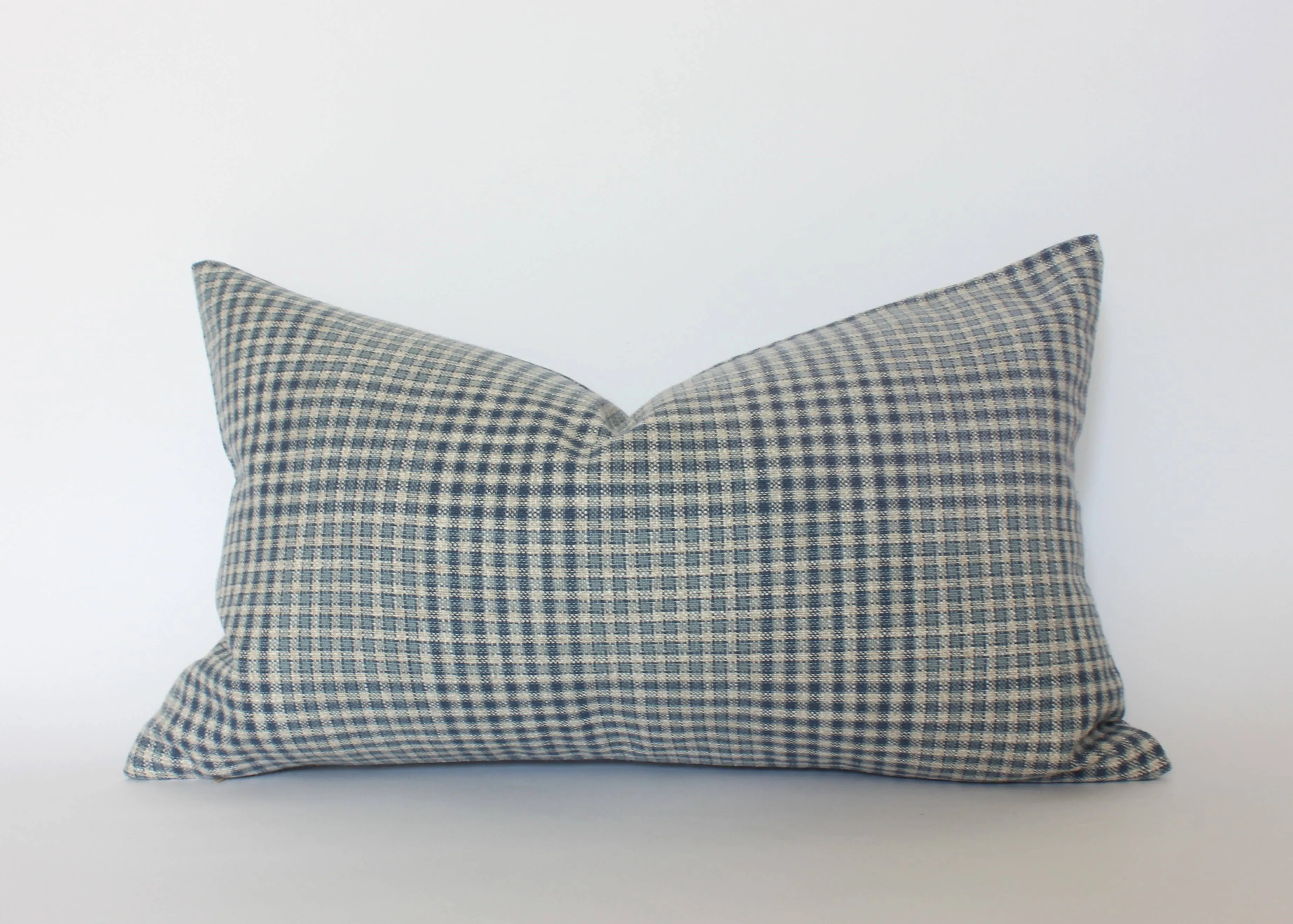 Blue Gingham Pillow Cover, Blue Plaid Throw Pillow | Olin: 22x22