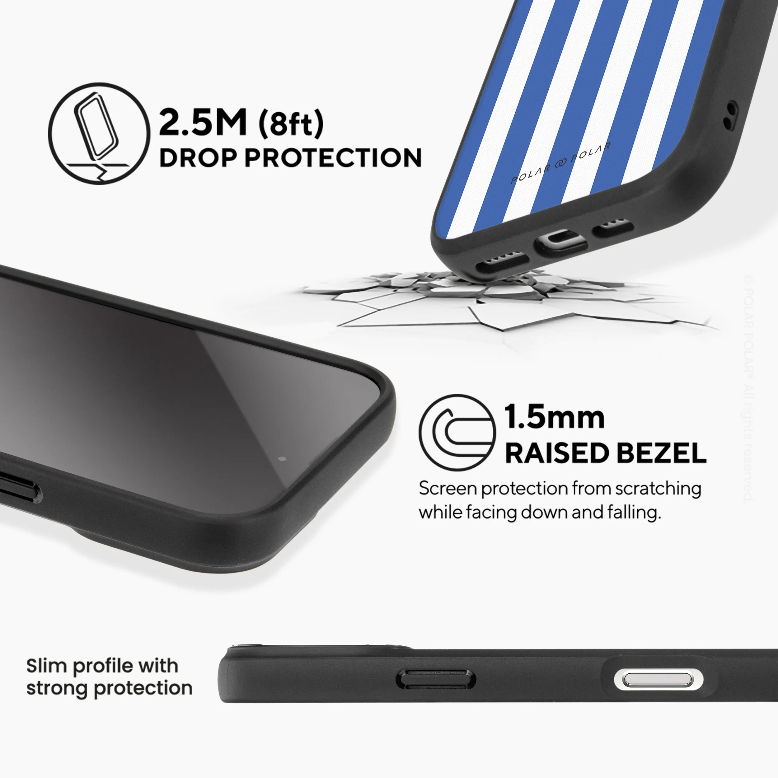 Blue Stripe - iPhone 16 Pro Frosted Black Bumper MagSafe Case