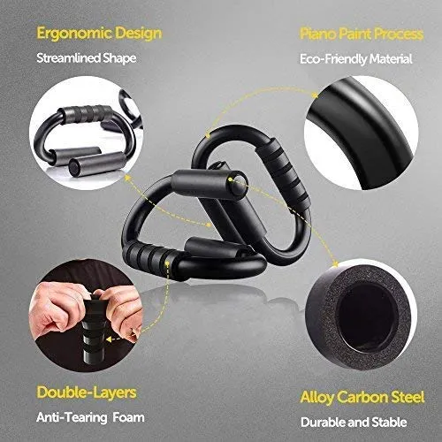 Bodylastics PP Abs Roller Wheel with Non-Slip Knee Pad, Pushup Stands & Adjustable Jump Rope Total Body Men & Women Exercise Home Workout Equipment (Black)
