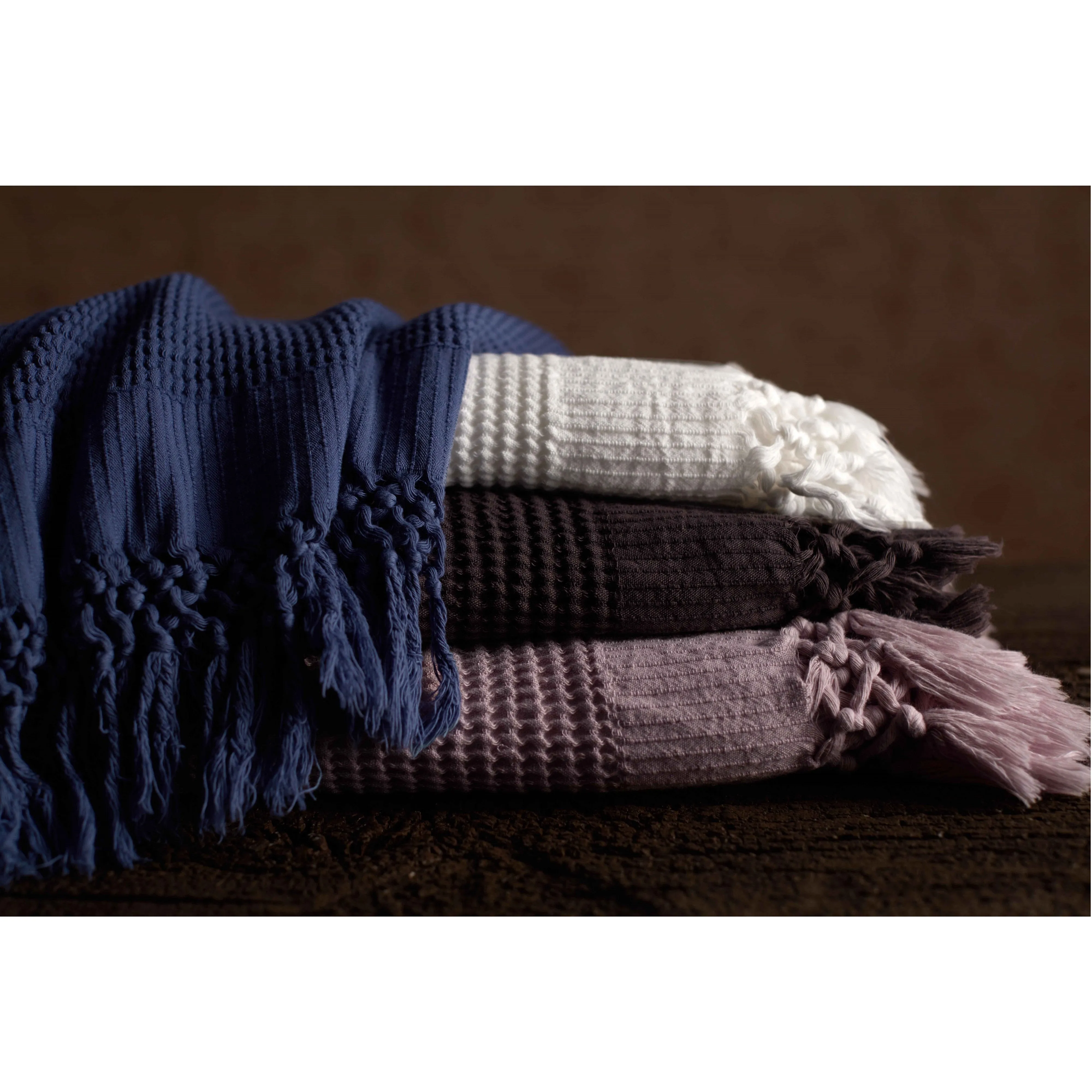 Bohem - Turkish Cotton/Bamboo Waffle Knit Fringe Throw