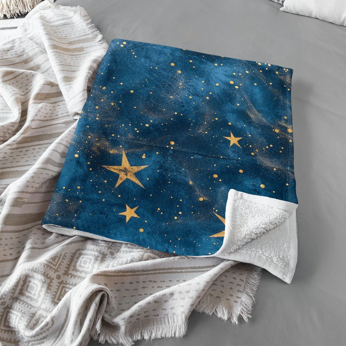 Boho Blanket Throw: Stars Blanket, Woven Throw Blanket, Couch Blanket, Bed Blanket, Boho Decor, Boho Home Decor, Bohemian decor, Boho bed, Stars 002